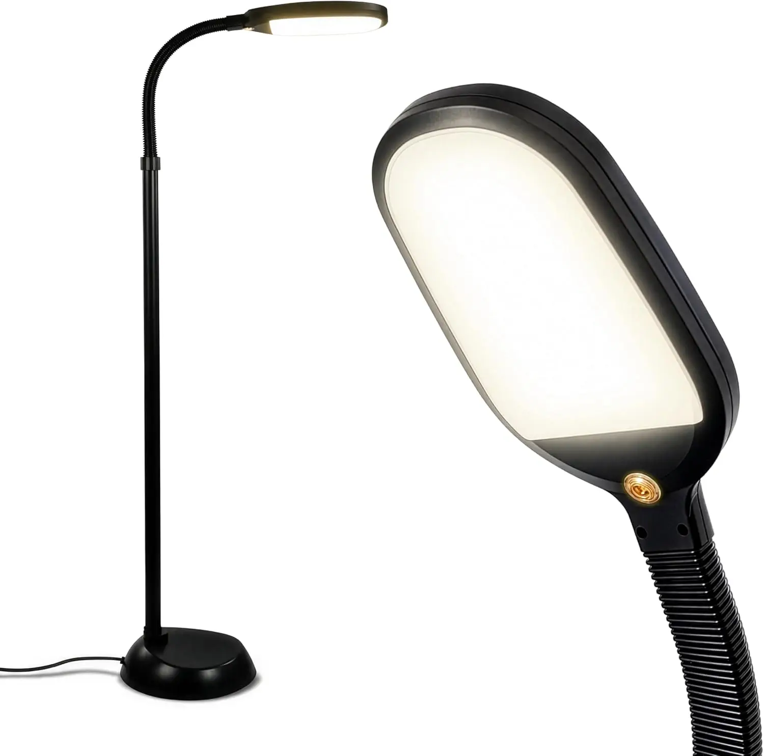 Black GooseneckAdjustable SuperBright LED Standing Reading Floor Lamp, OverChair Design, Ideal For Reading, CraftWork, LashExtension BeautyWork, For LivingRoom, Bedroom & Office