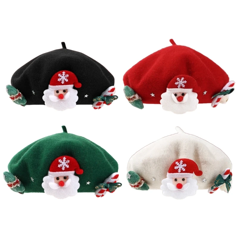 

Adult Christmas Theme Berets Outdoor Windproof Hat Painter Hat Photography for Woman Outside Festival Hair Accessories