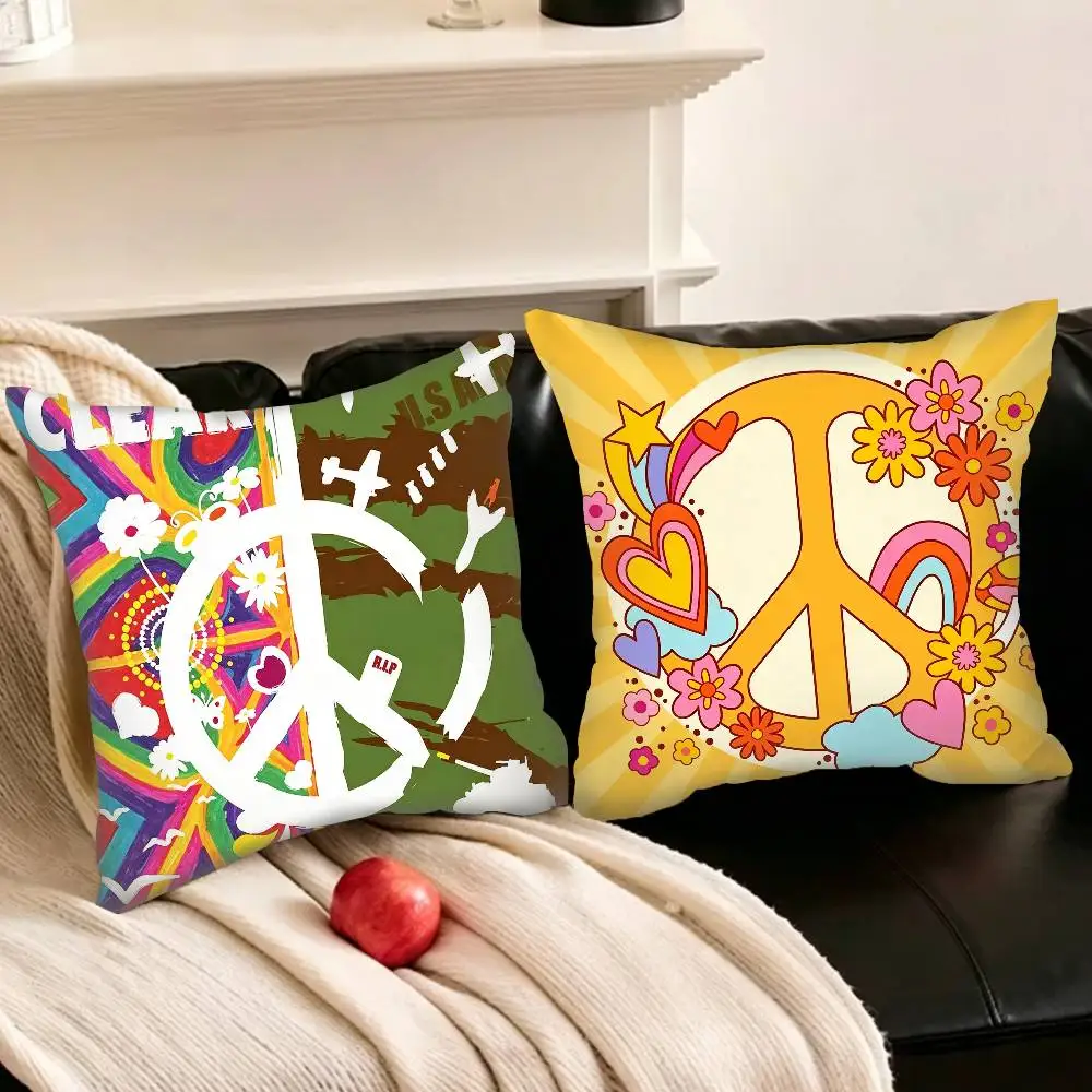 

V-Vintage Peace Sign A-Anti War Various Sizes Square Pillowcase For Car Home Bedchamber Decor