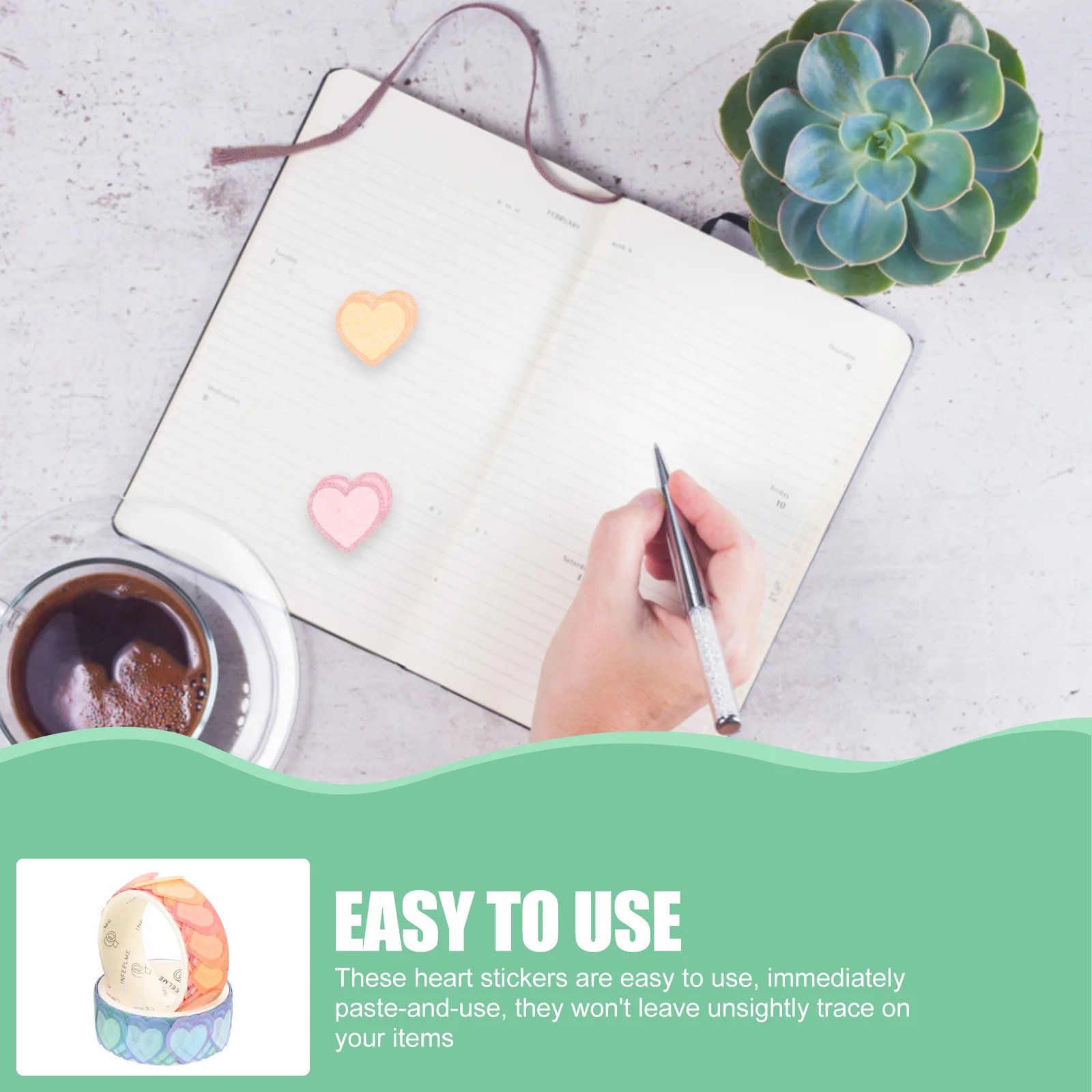 

6 Rolls Heart Shaped Washi Stickers Decorative Craft DIY Photo Frame Valentine Gift Decals Adhesive Tape Labels