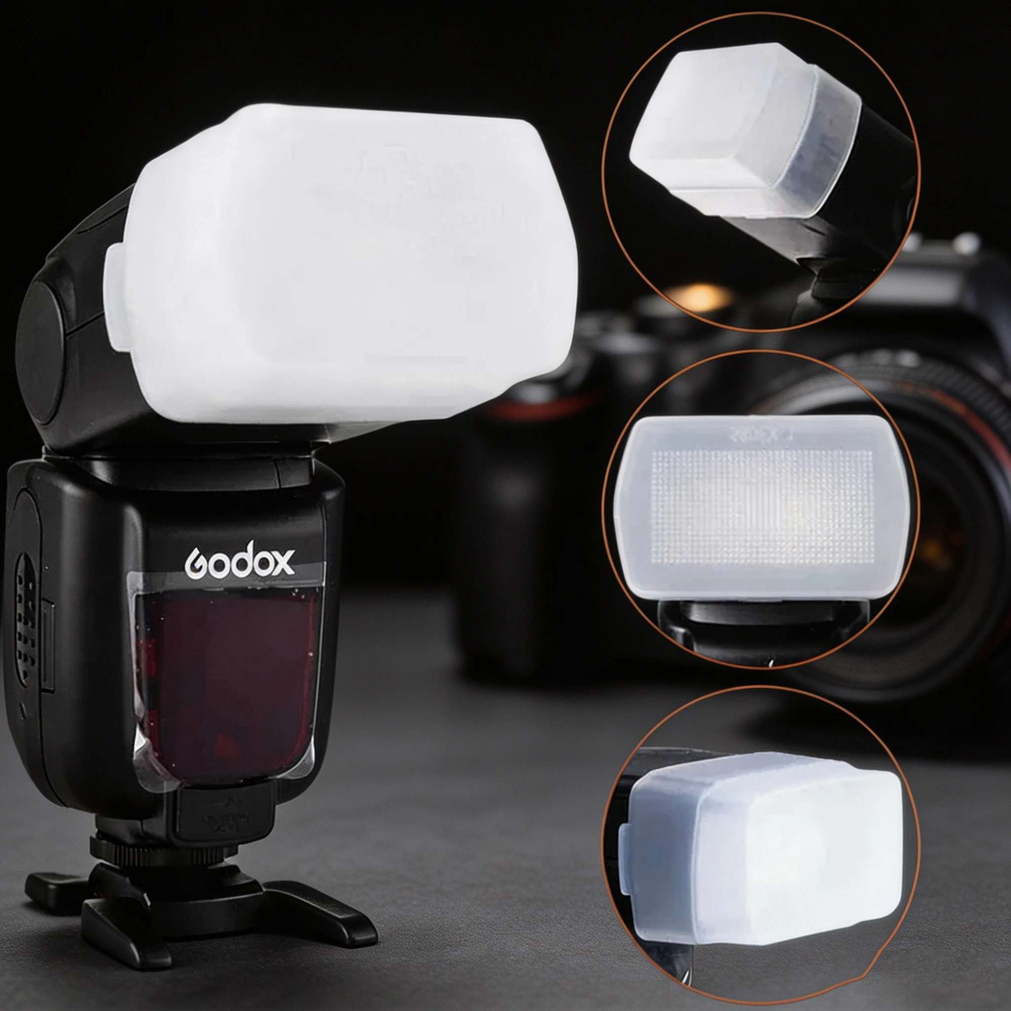 Universal White Bounce Flash Diffuser Dome for Godox V850/V860II/TT685, Canon/Yongnuo Speedlite. Softens Harsh Light on DSLR
