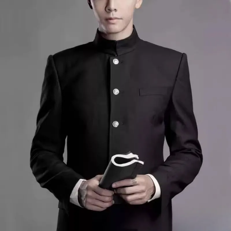 

Mens Traditional Chinese Student Clothing Performance Costume Style Zhongshan Suit Graduation Celebration Outfit