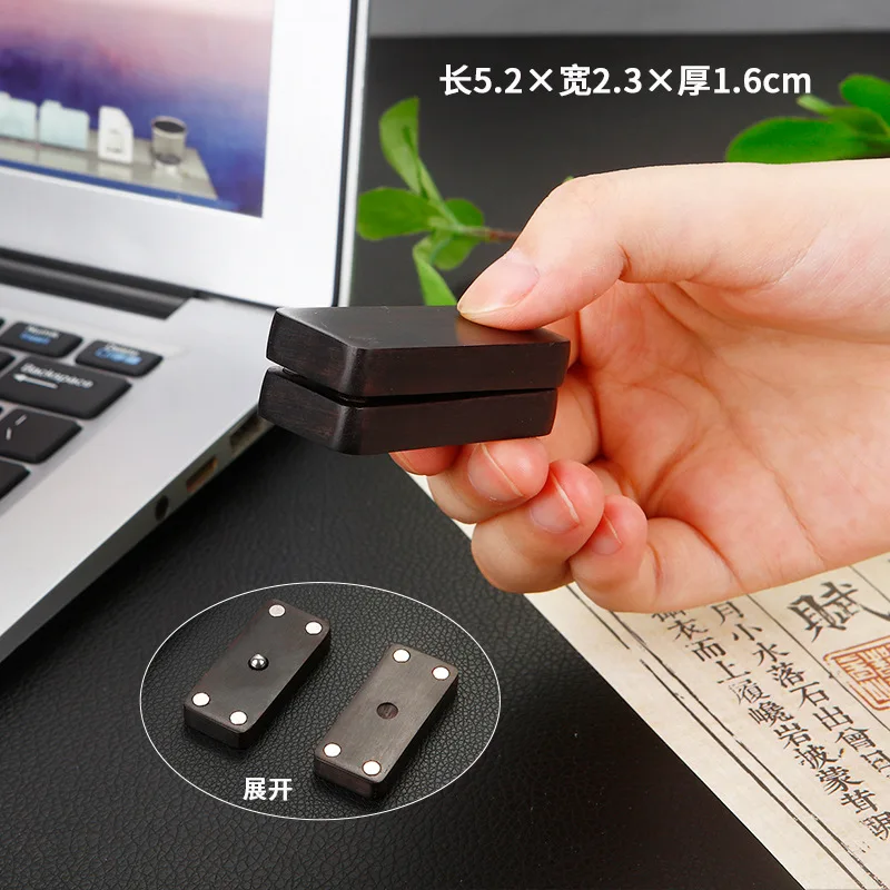 Black Sandalwood Fidget Push Slider Wooden Magnetic Slider Card Mini Sensory Toy Sound Wave Decompression EDC Adult Haptic Toy