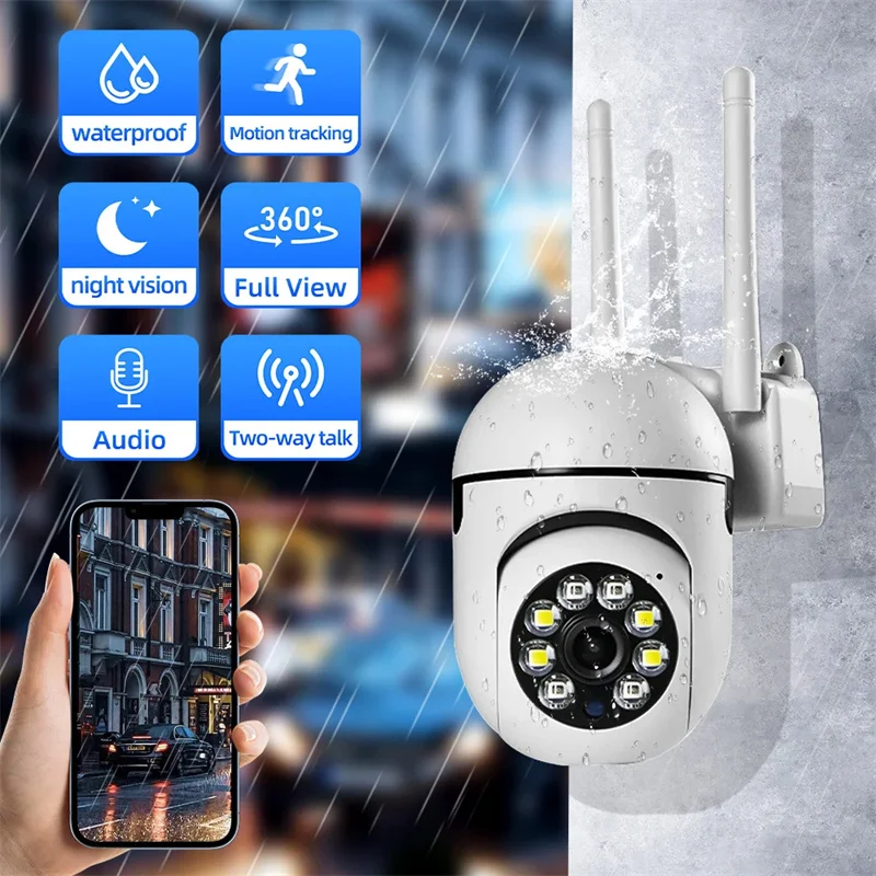 8MP Bewakingscamera PTZ CCTV IP Wifi Camera 4X Zoom Beveiliging Draadloos Thuis AI Menselijke tracking Buiten Tweeweg Audio