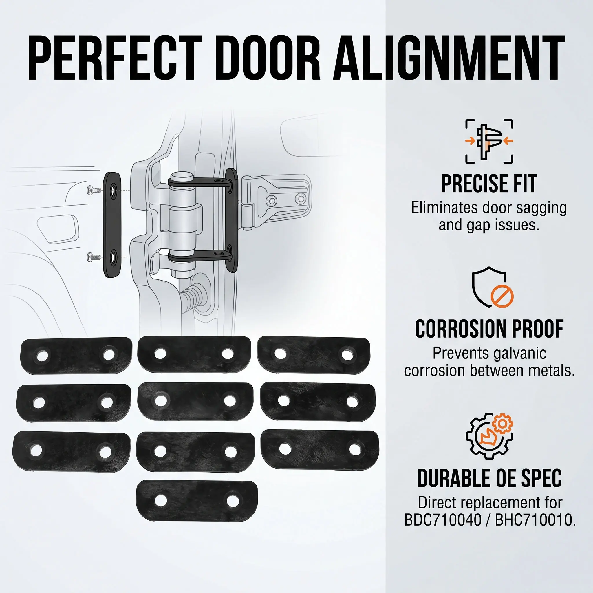 4/8/10PCS Side Door Hinge Shim Plastic Spacer Washer for Land Rover Defender 90 110 130 BDC710040