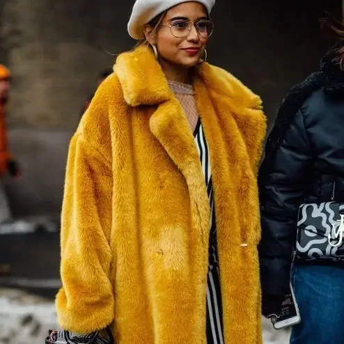 Chaqueta de invierno para mujer, abrigo grueso cálido con cinturón, chaquetas de terciopelo, piel de conejo, piel de visón, prendas de vestir de felpa, abrigo largo de piel sintética, nuevo