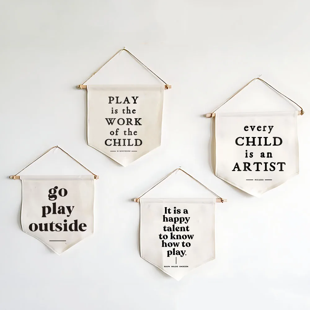 It Is A Happy Talent To Know How To Play for Kids Wall Art Canvas Banner Wall Hanging Pennant Flag Canvas Banner for Playroom