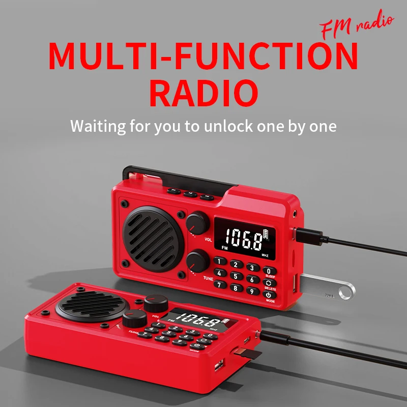 AM FM SW محطة راديو معدات البث الرقمية الصغيرة جيب صغير مشغل ستيريو تصميم سماعات بلوتوث لاسلكية محمولة #3