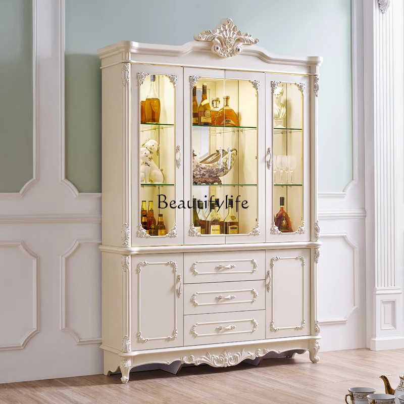 

Living room decoration French wall glass luxury wine cabinet storage side cabinet