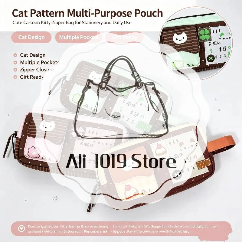 Multi Compartment Wear Resistant Canvas Pencil Pouch Lightweight Student Storage Bag For Study