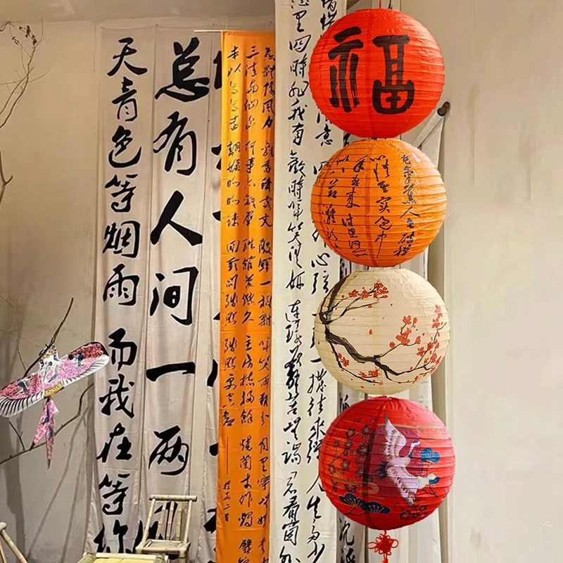 Papierlaterne Japanische Laterne Chinesische Runde Lampe Dekoration für das Mittherbstfest Mondfest-Zubehör Party-Laternen-Zubehör – Detail 8