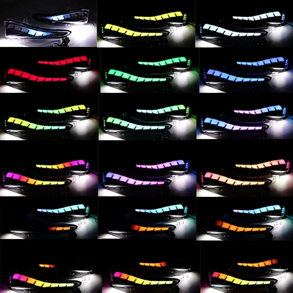 4pcs LED Flash RGB Multi-Color Front Side Mirror Turn Signal Light Bumper Indicator Fog Lamp for Infiniti Q50 2014-2024