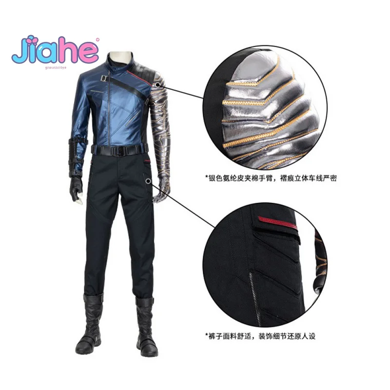 

Falcon And Winter Soldier Cosplay White Wolf Costume Men fantasy leather jacket gloves belt prop Halloween high-quality uniform