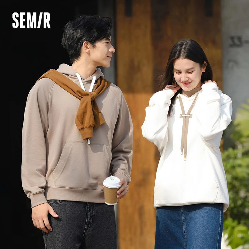 Semir Hoodie Men Spring Neutral Style Hooded Raglan-sleeved Top Oversize Couple Outfit Simple and Versatile Casual