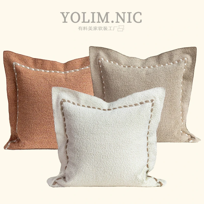 45X45CM Wide Edge Throw Pillow Cover Modern Beige Coffee Stamping Waist Cushion Cover Decor Home Decorative Pillowcase