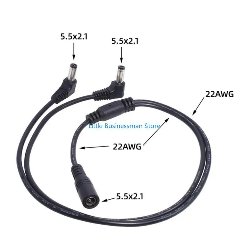 Power 1 Female to 2 Angled Male Way Splitter Adapter Connector Plug Cable 5.5mmx2.1mm 12V For CCTV Camera LED Strip M76A