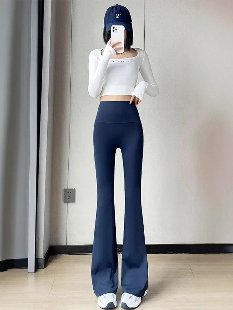 

Женские летние тонкие брюки для йоги с высокой талией и расклешенными штанинами, новые, маленькие размеры, американские брюки-скинни, длинные брюки