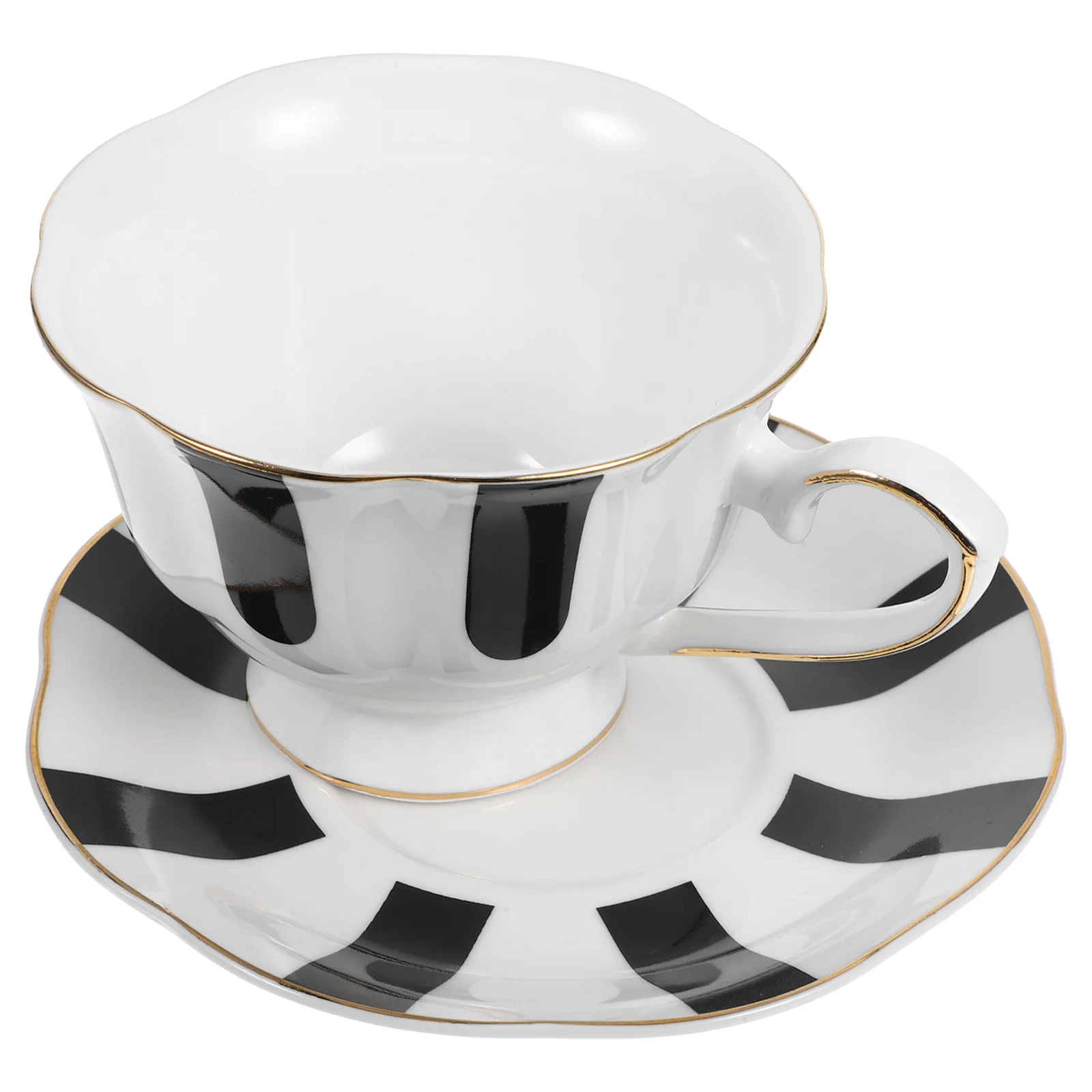 

1Set Tulip Shape Ceramic Tea Cup Polished Coffee Mug Black Ceramic Porcelain Milk Mug Household Water Cup Vintage Style