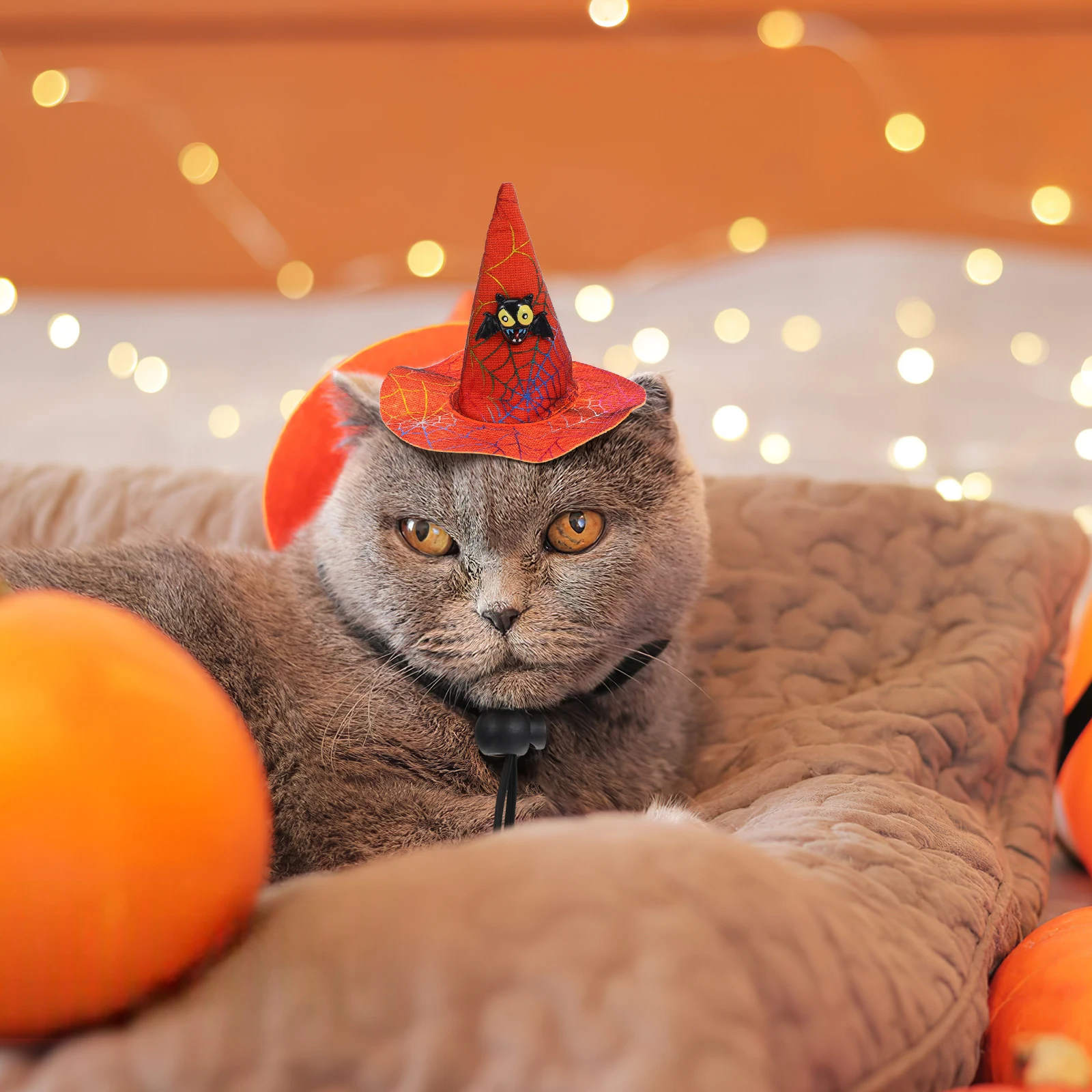 

2pcs Halloween Hats Pumpkin Bat Design Puppy Cosplay For Dog Costume Party Soft Comfortable Pet Headwear Trick Or Treat Party