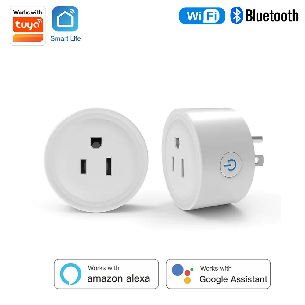 Tuya US-Spec 10A Smart round Plug with Wi-Fi Connectivity Timer & Voice Control for Smart Home Devices