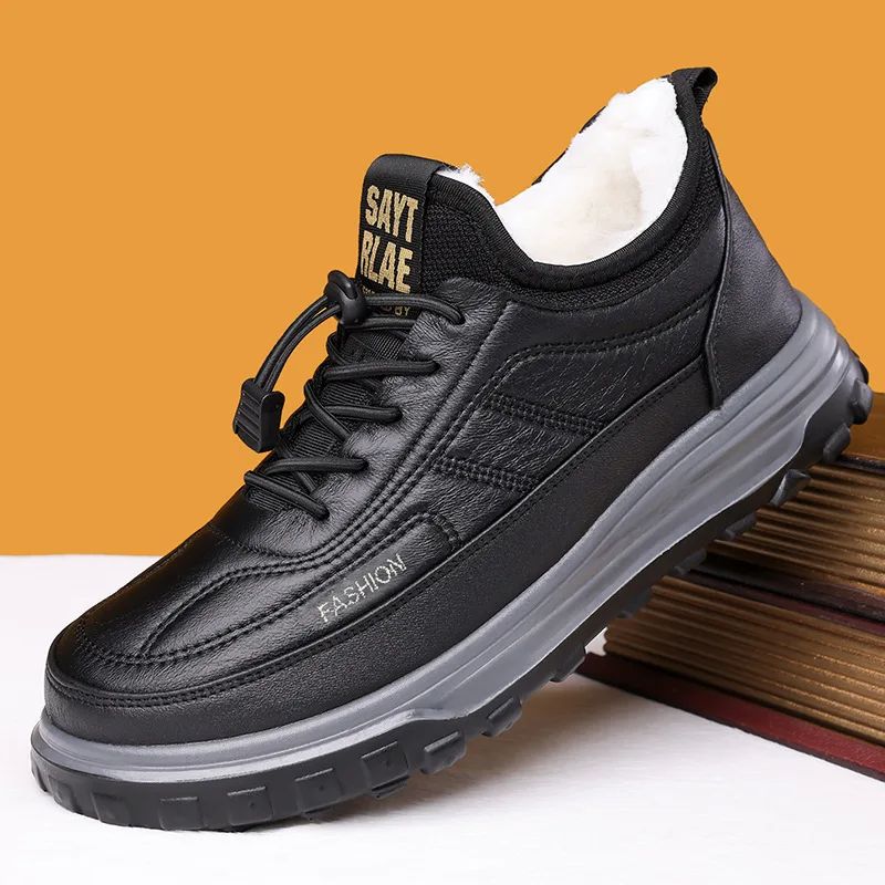 

Men's warm shoes with cotton for cold protection, high-top shoes, fashionable business casual shoes, and warm boots