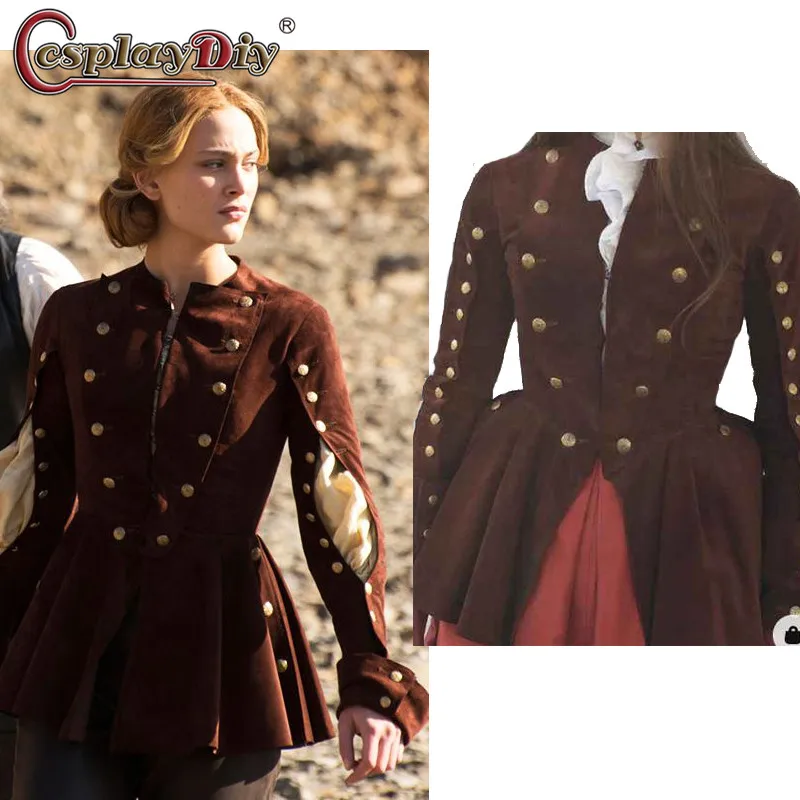 

Cosplaydiy Nora Arnezeder Vintage Gothic Jacket Double Breasted Blazer Coat French period drama and adventure film Angelique