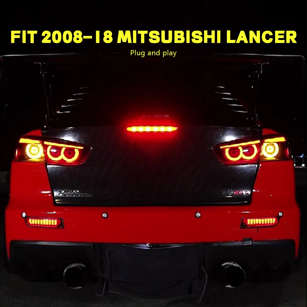 Pair Of Car Tail Light Assembly For Mitsubishi Lancer 2008-2018 LED Brake Flowing Water Flicker Plug and Play Taillamps