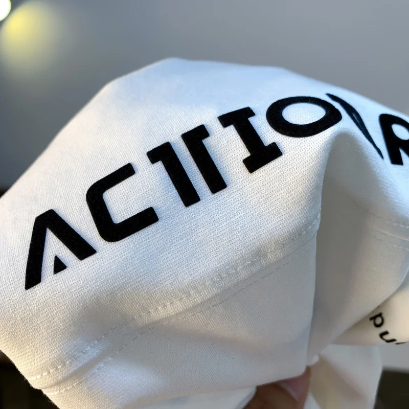 Letter printed short sleeved men's top 2025 summer new loose half sleeved shirt cool and breathable quick drying T-shirt