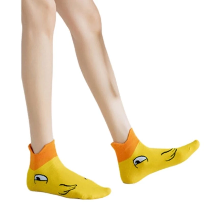 

Женские носки до щиколотки с милым мультяшным принтом утки, мягкие хлопковые носки-лодочки с низким вырезом, 15UB