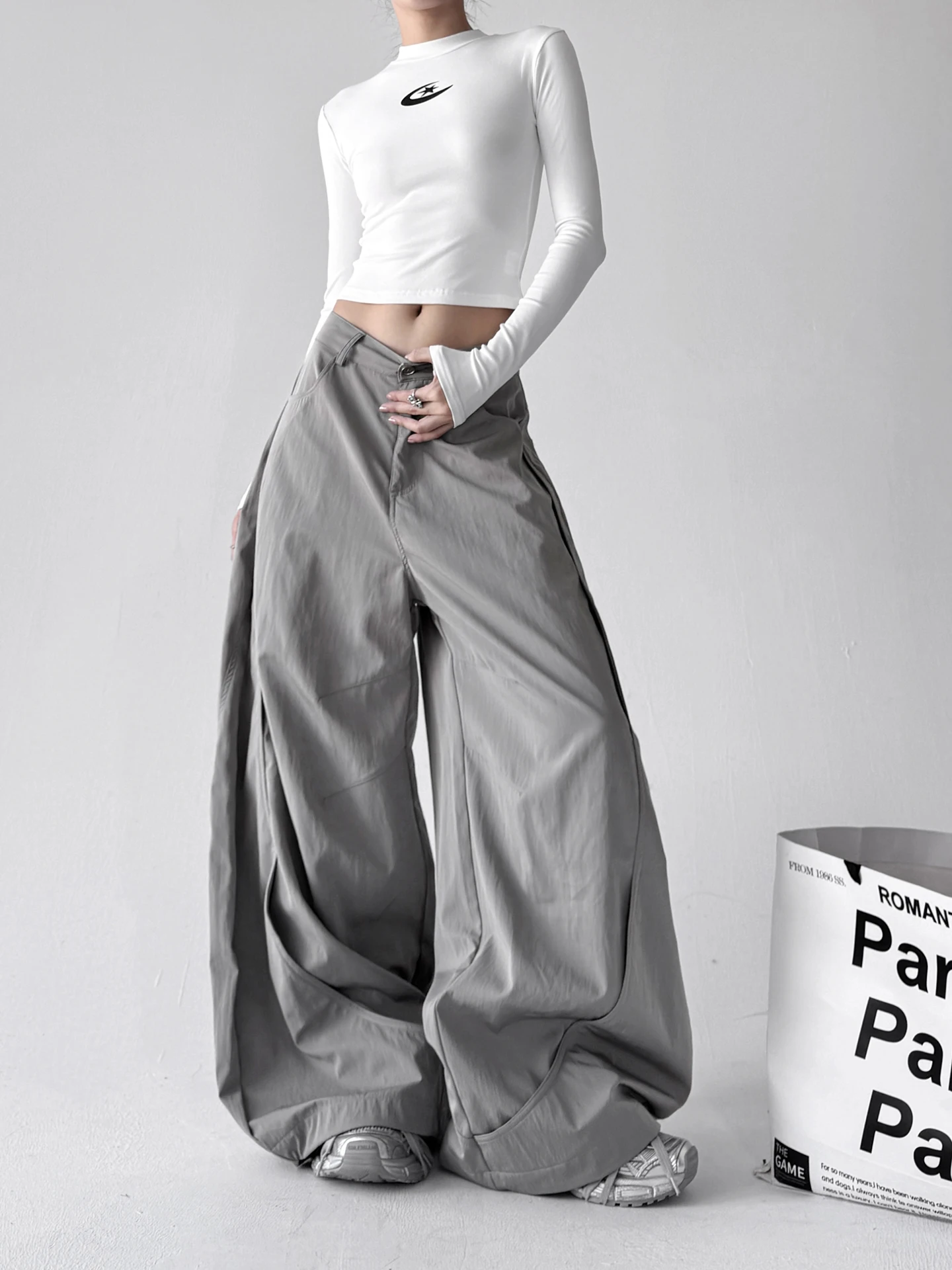 الرجعية الأمريكية العمل السراويل النساء فضفاضة التخسيس عادية واسعة الساق عالية الخصر مستقيم الساق السراويل الطويلة الخريف وصول جديد