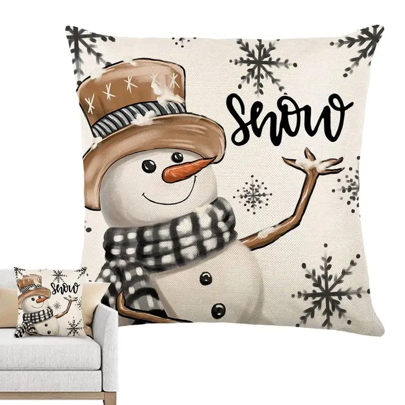 

Christmas Reindeer Pillow Cover Christmas Throw Pillow Case Snowman And Reindeer Theme Party Ornament Cushion Cases For Bedroom