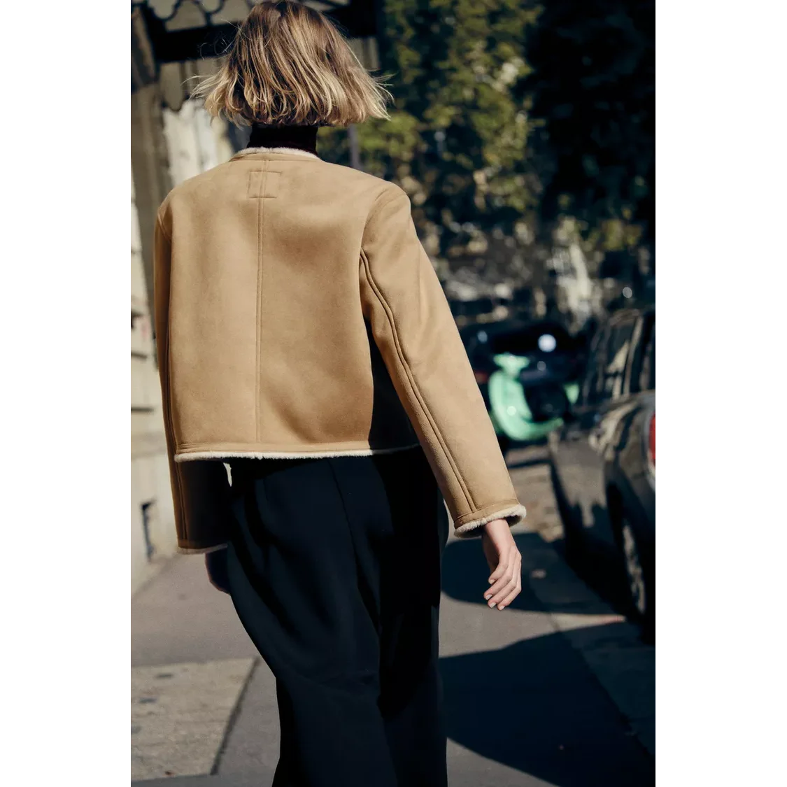 Faionable Double-Sided Jaet Coat with Golden Buttons Autumn Winter New Arrival Women's Loose Fit Polyester Fiber round Ne