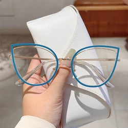 KAMMPT Fashion Retro Cat Eye Frame Trendy Ins Brand Design Korean Style Women's Glasses Non-prescription Chic Decor Eyewear