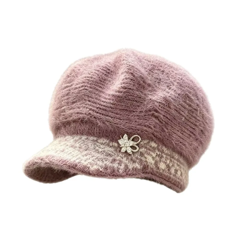 Fashion Thickened Middle-aged Mother's Hat Windproof Keep Warm Knitted Woolen Hat Fleece Lined Ear Protection Hat Winter