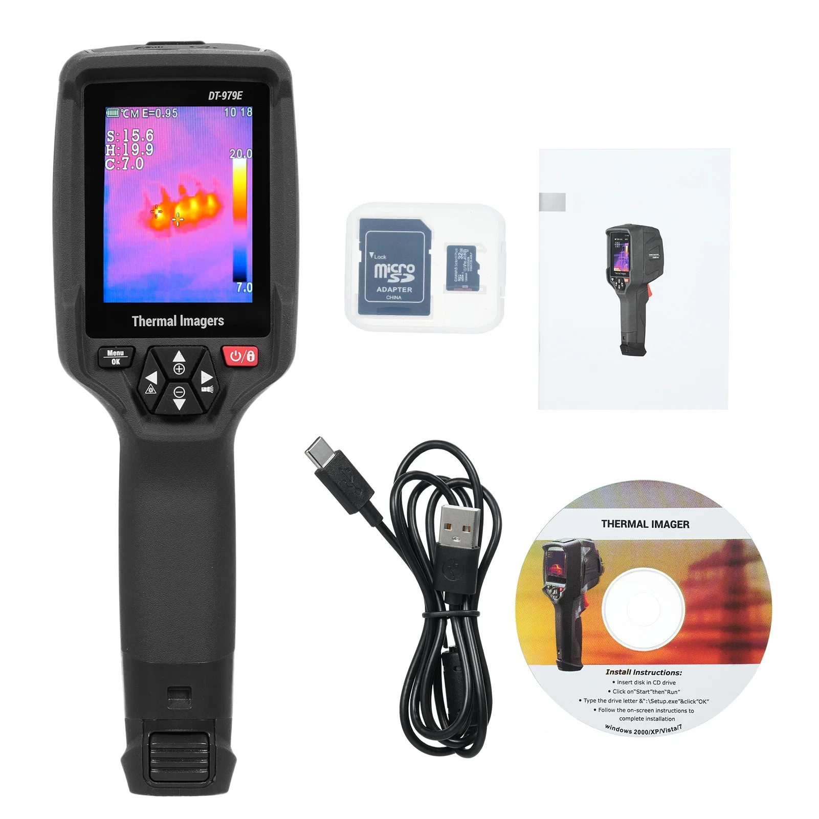 Thermal  Imager 120x90 IR Resolution Handheld Infrared Thermal Imaging  50Hz Frame Rate Rechargeable 32GB Micro SD