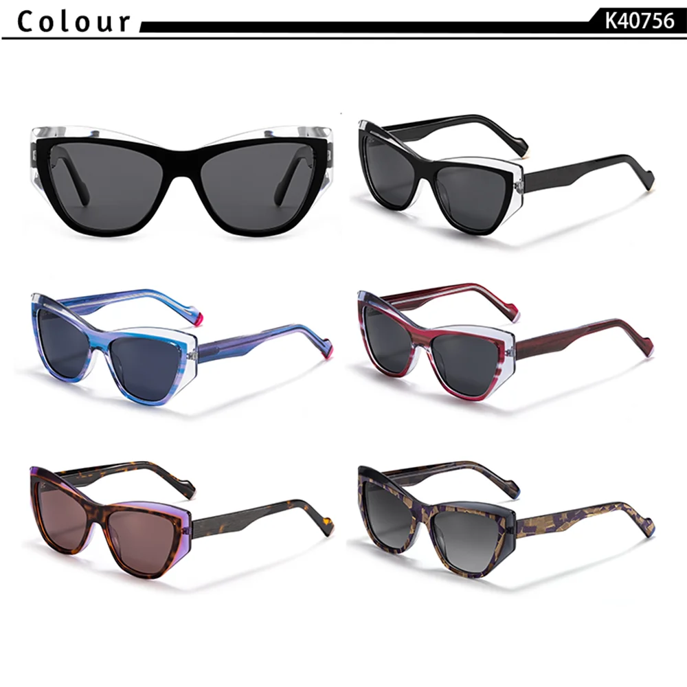 CATERSIDE Frauen Stil Sonnenbrille Acetat Cat Eye Rahmen Farbe-Blocking Design Suneyewear Männer Mode Luxus Fahren Gläser UV400 – Detail 3