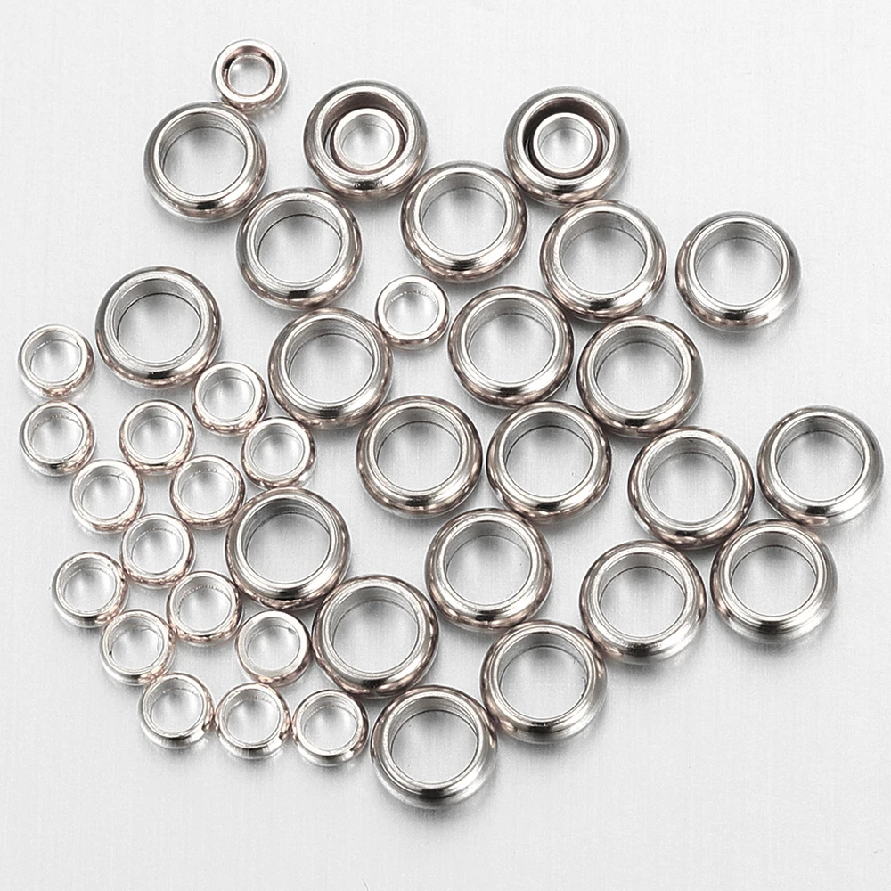 50 Stück/Set, Edelstahl-Abstandshalter-Perlen, 2–10 mm, große Perlen mit großem Loch, zum Basteln von Schmuck, Armbändern und anderen DIY-Handwerksarbeiten. – Detail 2