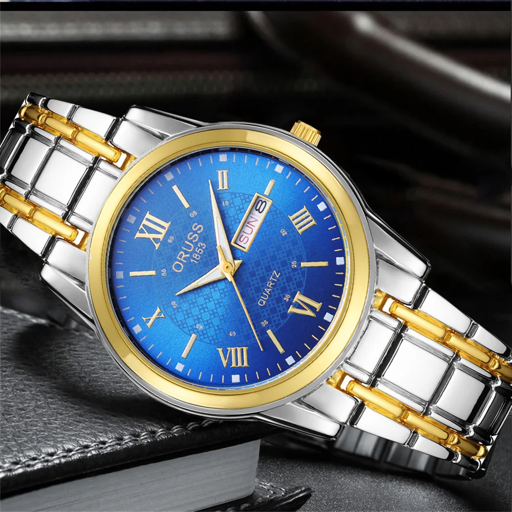 Spersonalizowany męski zegarek biznesowy w sportowym stylu trwały stalowy pasek wysokiej jakości atmosfera wysokiej jakości moda męska wat