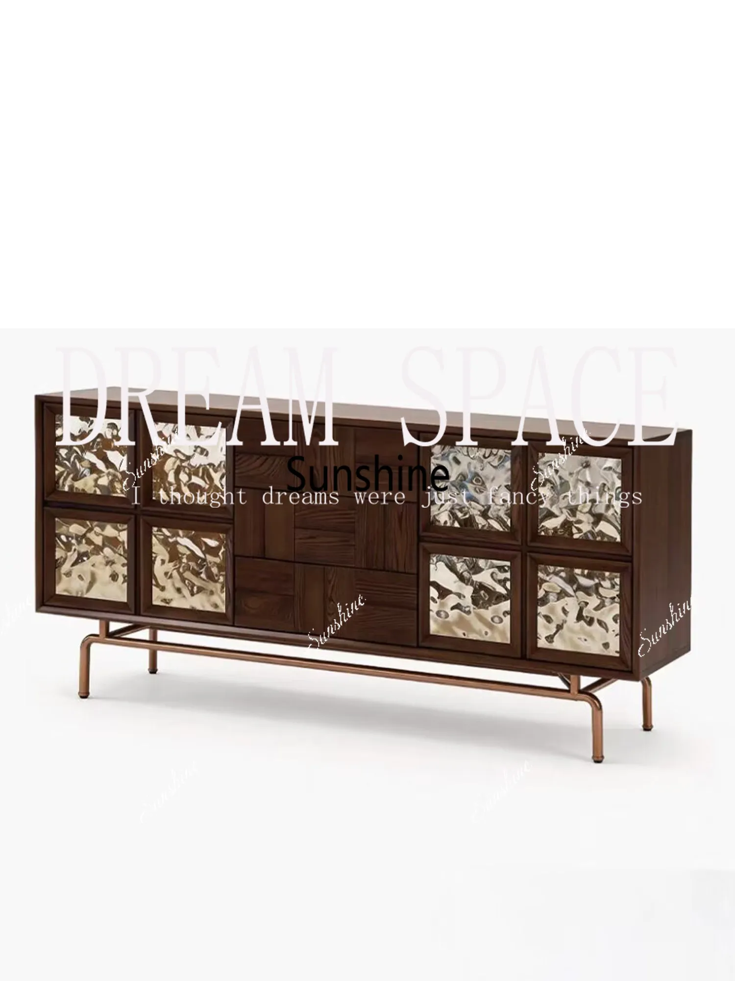 Medieval French solid wood living room dining side cabinet retro wall storage cabinet