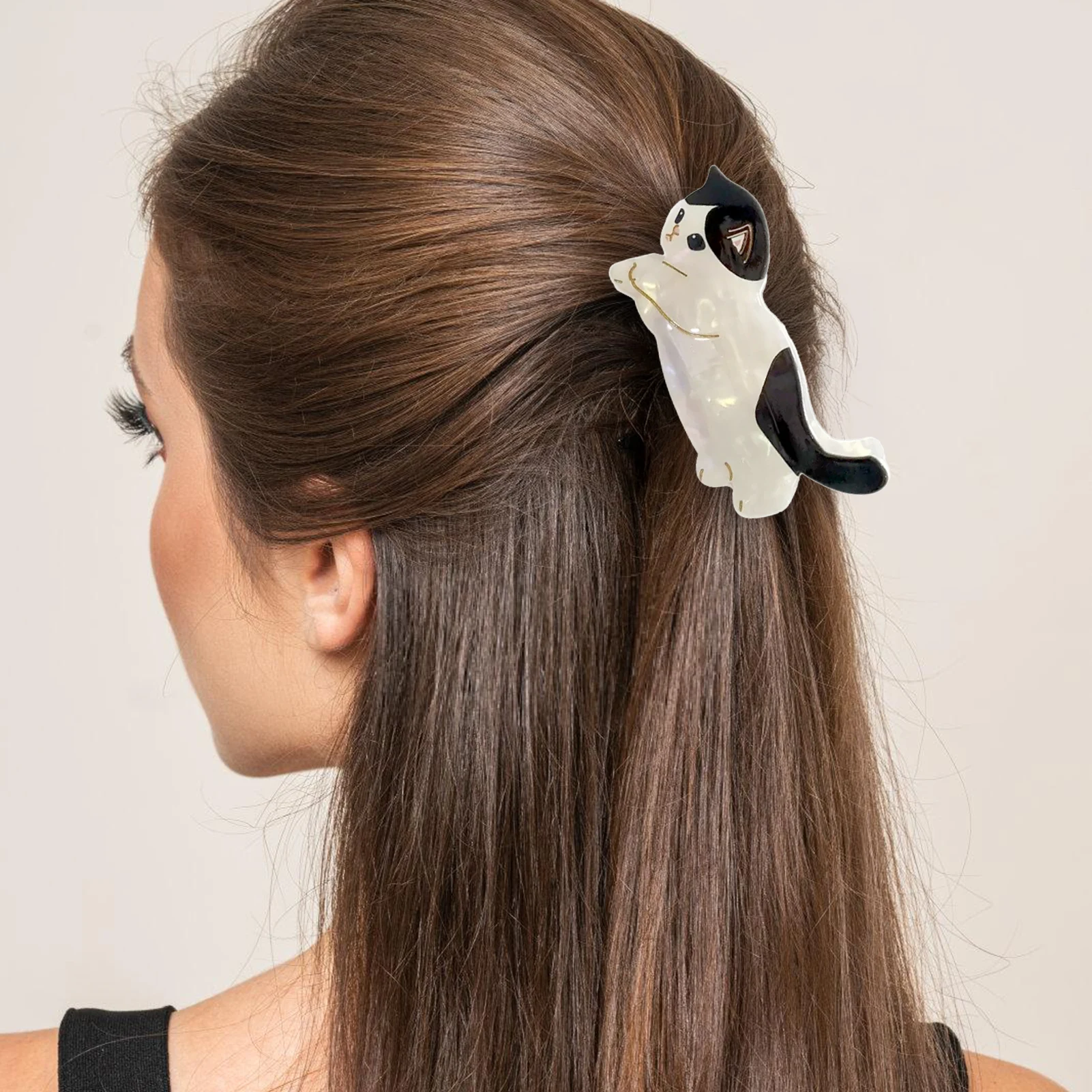 Kreative Katzenförmige Haarklammer Süße Cartoon-Kätzchen-Haarklammer aus Acetat für Frauen und Mädchen Tägliches Haar-Deko-Accessoire – Detail 21