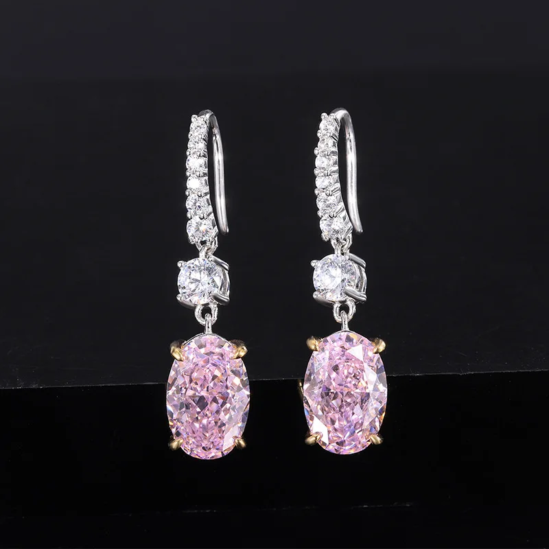 New S925 All Body Silver European and American High Carbon Diamond Denier 8 * 12 Women's Earrings and Earstuds