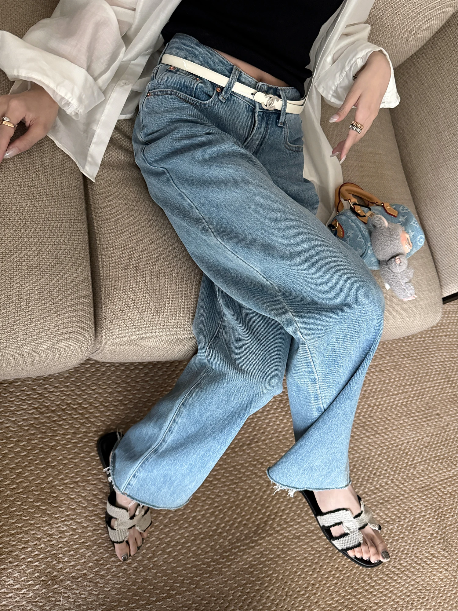 

Superniniyy свободные узкие прямые джинсы светло-голубые джинсовые летние хлопковые летние женские брюки премиум-класса с высокой талией