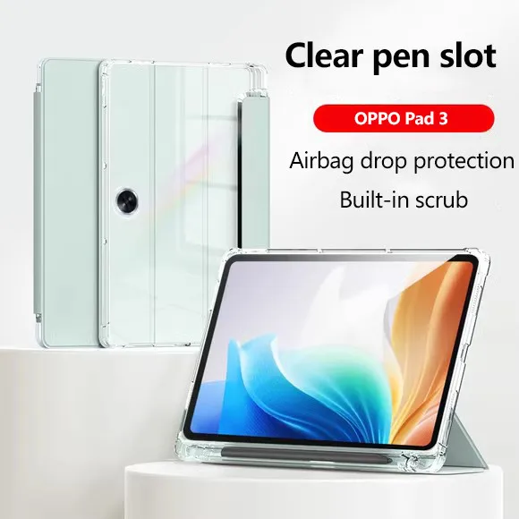 

Трехстворчатый кожаный чехол-подставка для OPPO Pad 3 11,61 дюйма 2024 3Pro 12,1 Pad2 11,61 Air 2 Neo 11,4 Air 10,36 Pad11 с слотом для ручки