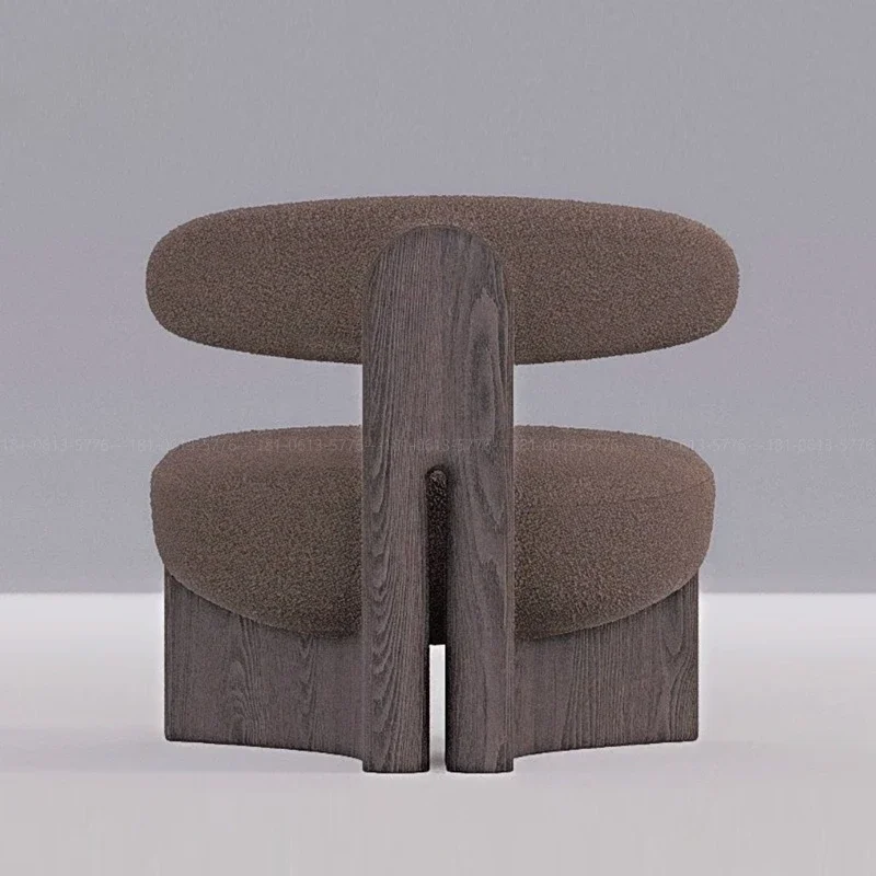 Italian minimalist single chair low dining chair light luxury modern solid wood tea back leisure