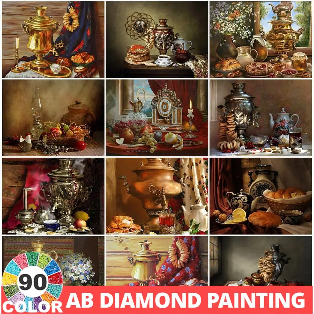 AB 90 Colors Diamond Painting 5D DIY Mosaic Cup Landscape Cross Stitch Kits Kitchen Handmade Hobby Gift Full Drill Wall Stickers