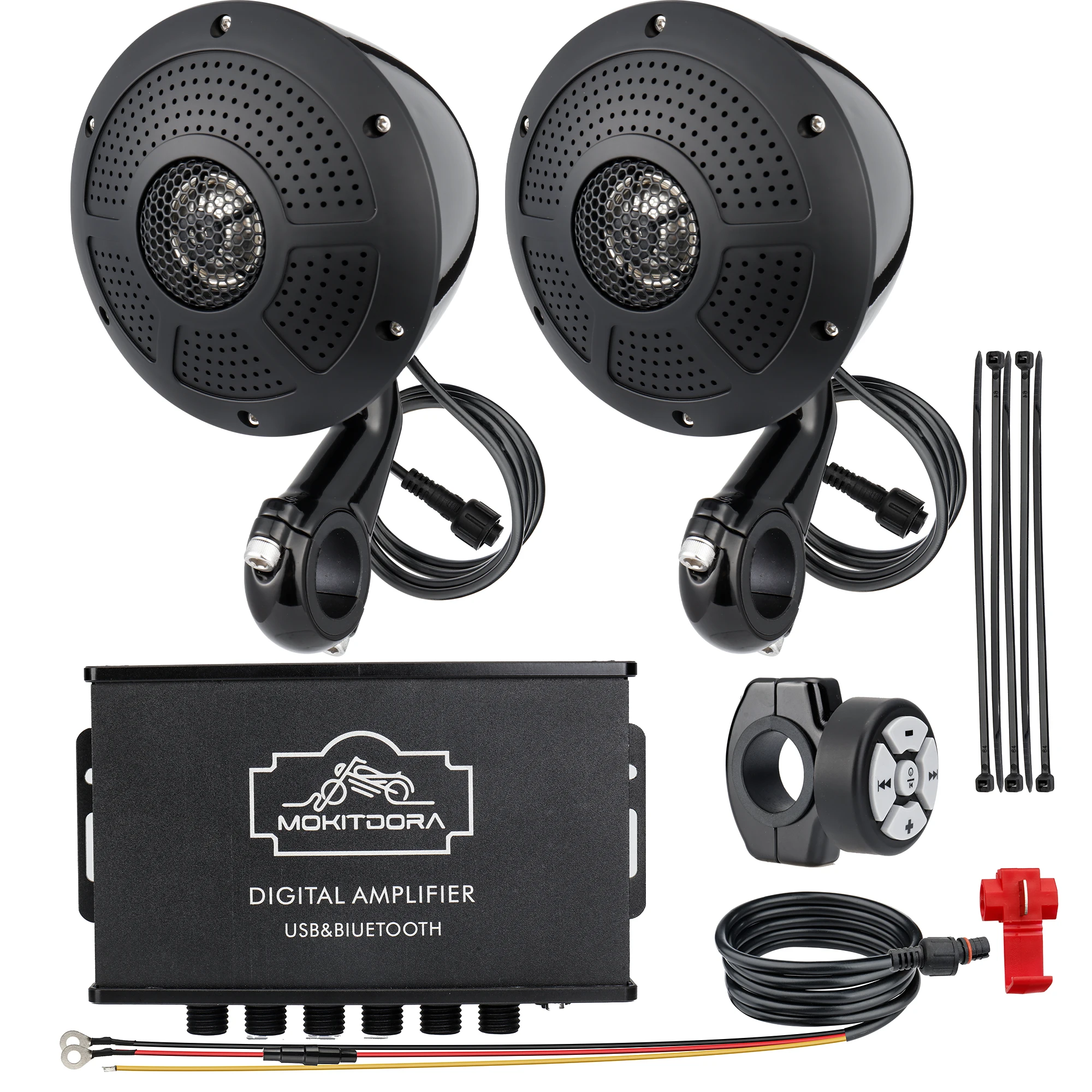 

Motorcycle Bluetooth Amplifier & Speakers 1000W 4-Channel Full Range Stereo Audio for Harley ATV UTV Boat Custom Touring Cruiser