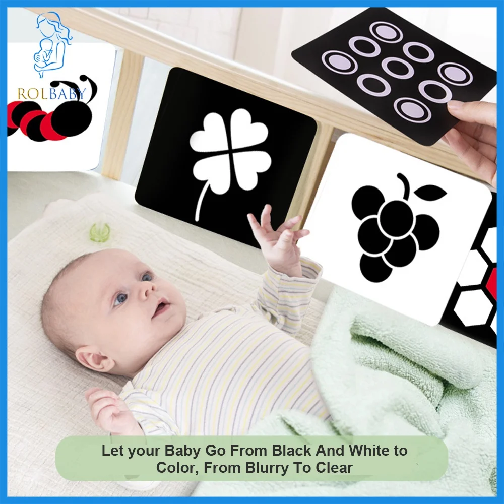 Baby Visual Stimulation Cards Montessori High Contrast Flash Card Infant Gift For Children Cognition Toy Baby Visual Stimulation