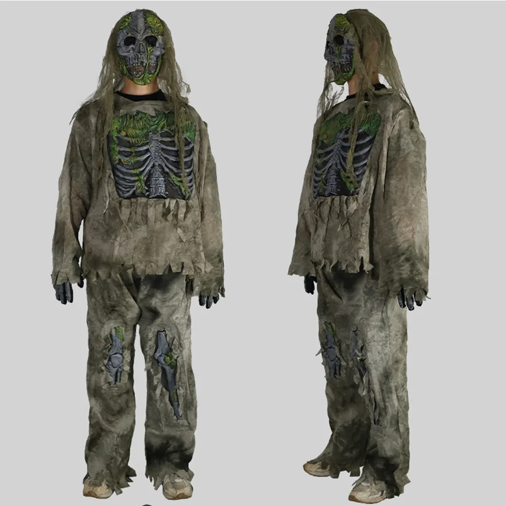 Children Skeleton Living Dead Zombie Costume Cosplay Bloody Swamp Skull Monster Purim Adult Halloween Carnival Party Costume