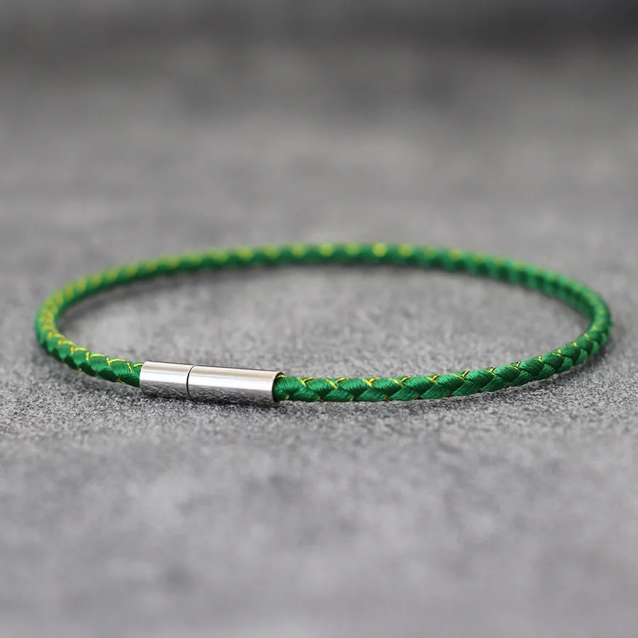 Pulsera de cuerda fina de 2mm de estilo Simple para mujer, cierre desmontable hecho a mano, pulsera de cordón de seda étnica tejida, joyería de mano diaria para mujer