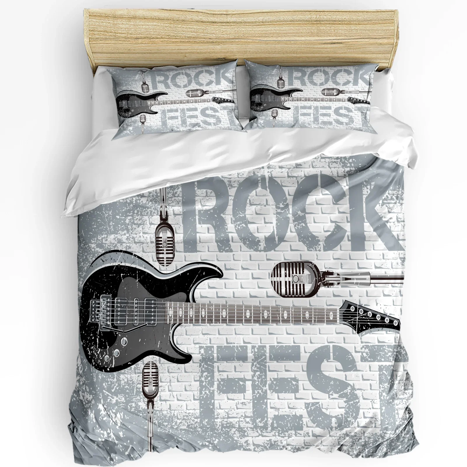 

3pcs Bedding Set Rock Guitar Music Home Textile Duvet Cover Pillow Case Boy Kid Teen Girl Bedding Covers Set